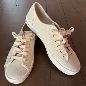 Keds Women's Kickstart Lurex Denim Sneaker Cream 6.5